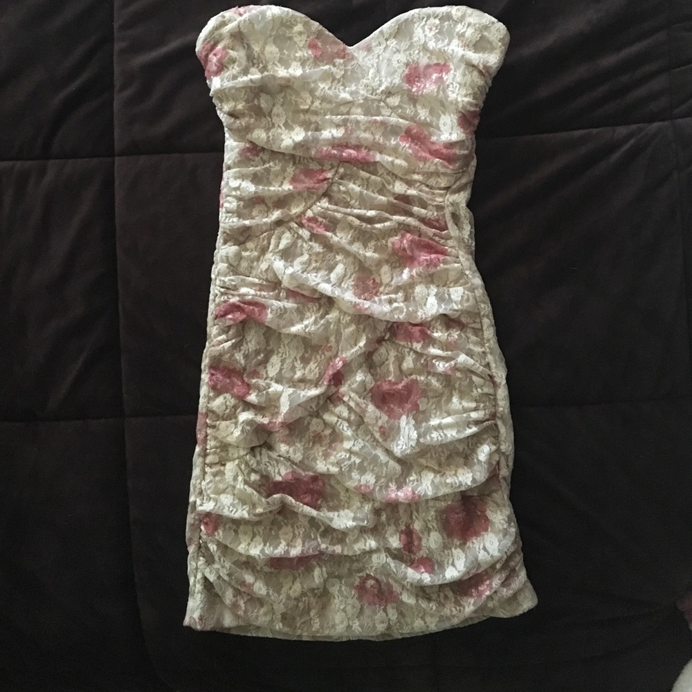 Nude lace floral dress
