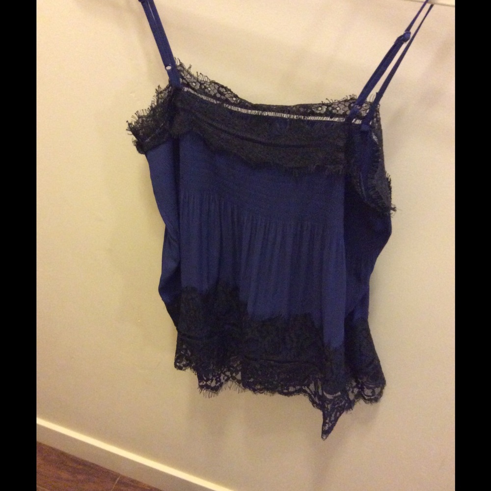 Blue and black lace camisole style  top