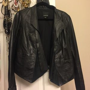 TROUVE black leather waterfall blazer/jacket