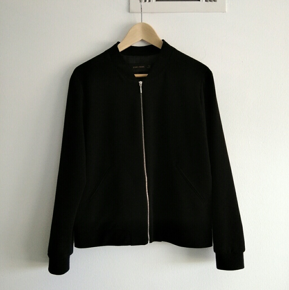 NEW Zara Bomber Black Zip Up Jacket, S