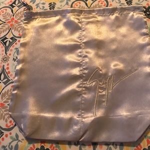 giuseppe zanotti silver silk dust bag