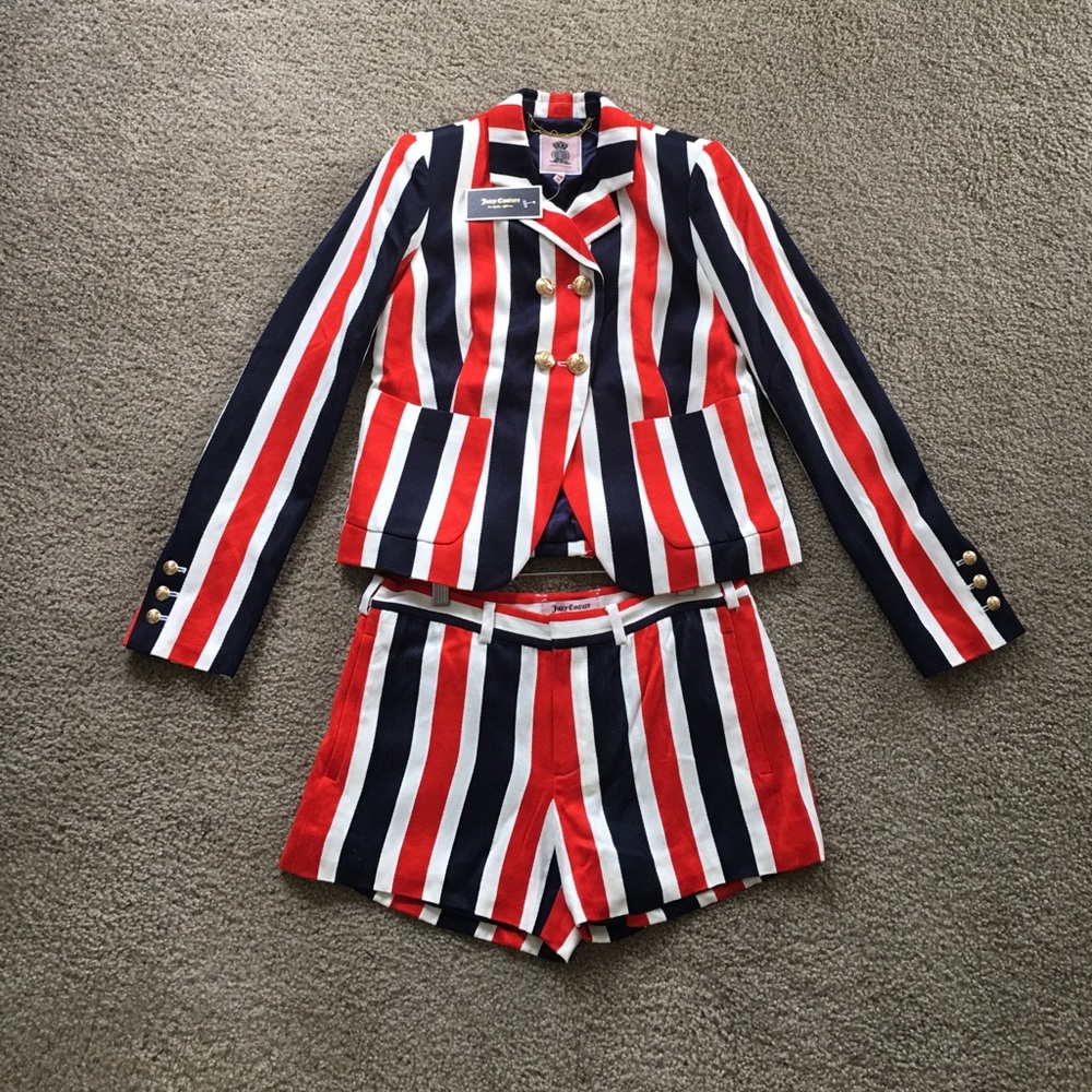 NEW Juicy Couture Red, White, & Blue Striped Suit