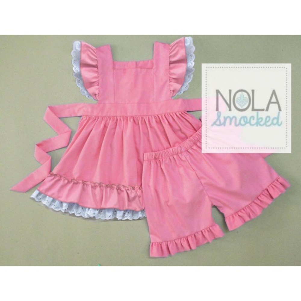 Vintage coral islet lace short set