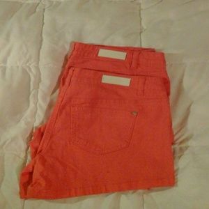 Two Orange Denim Shorts