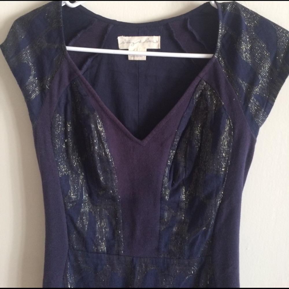 Blue gold metallic party dress urban outfitters