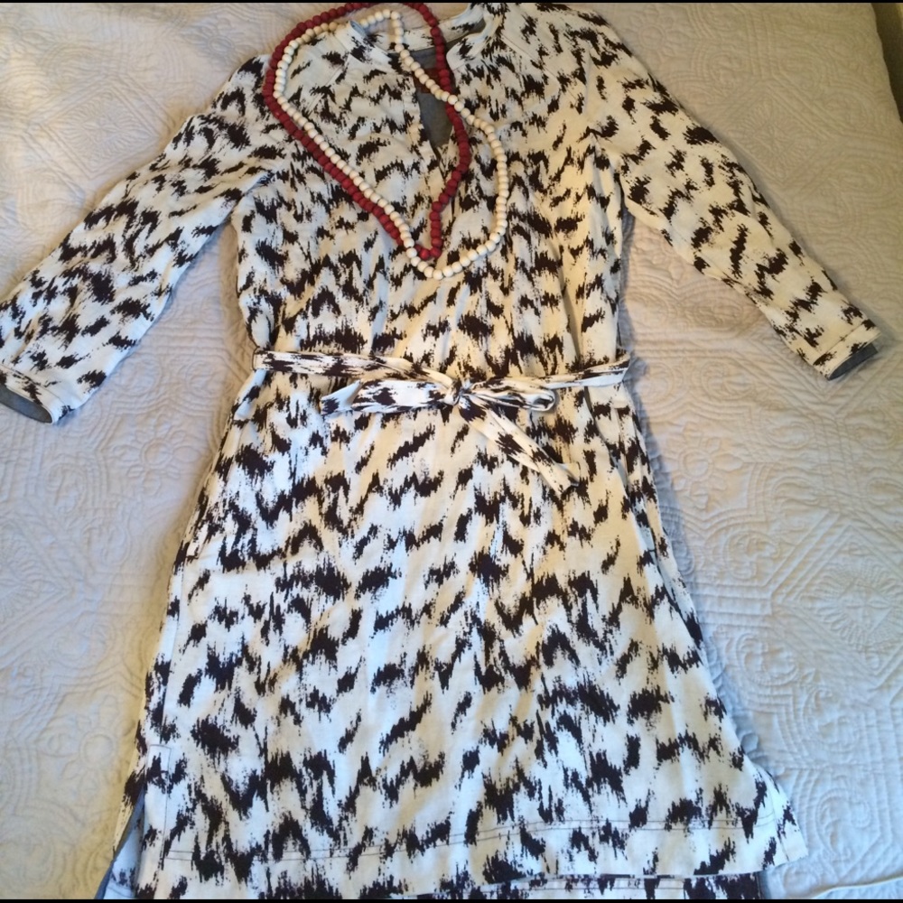 Brown and white dress