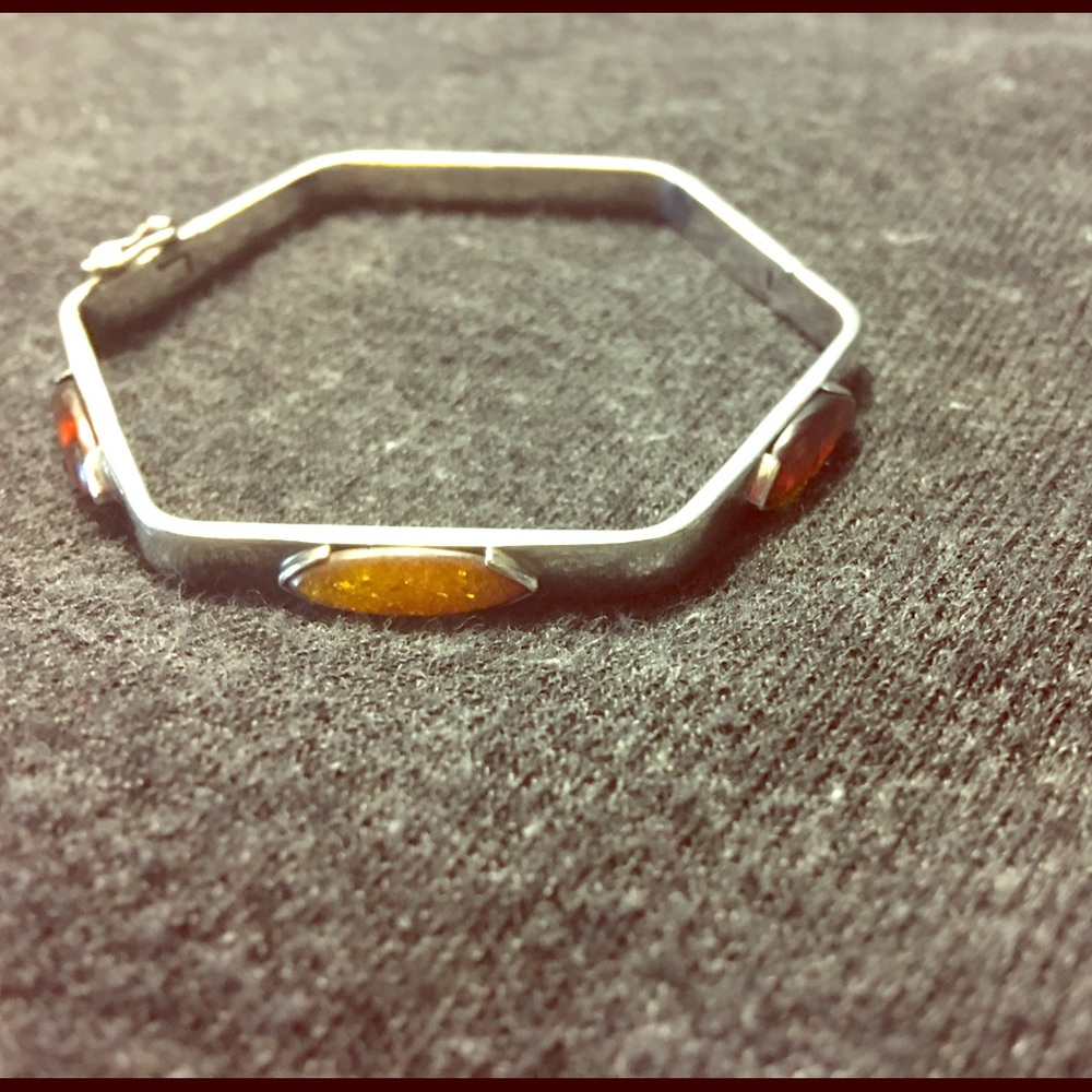 Sterling Silver and Amber Bracelet