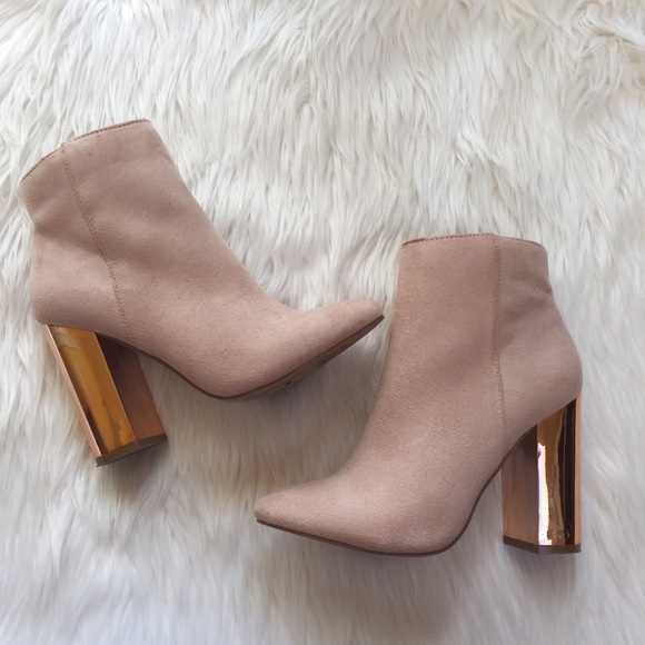 metallic heel booties