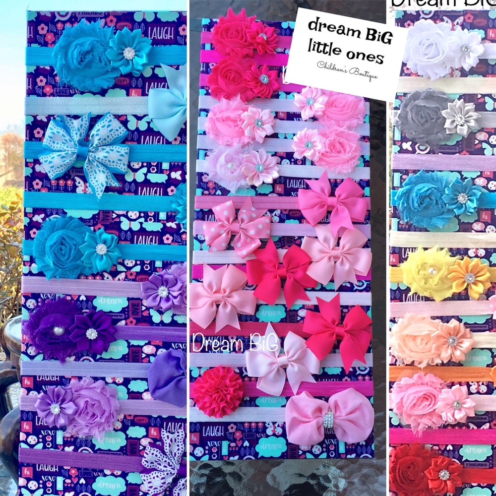 4 infant Girl baby boutique headband gift set pink