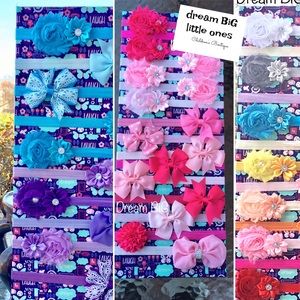 4 infant Girl baby boutique headband gift set pink