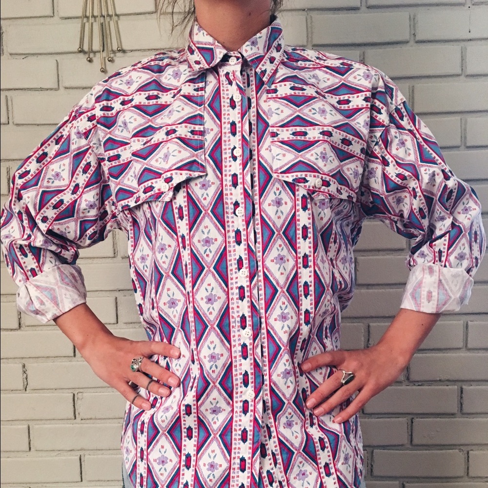 Vintage Western Floral Button Up