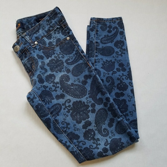 Seven7 Denim - CLEARANCE Paisley Printed Skinny Jeans Jeggings  4