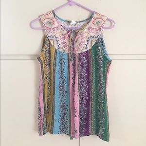 Colorful printed tank blouse / Anthropologie
