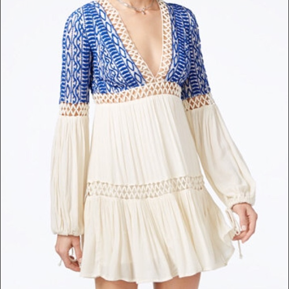 NWT Free People Embroidered Lattice Dress