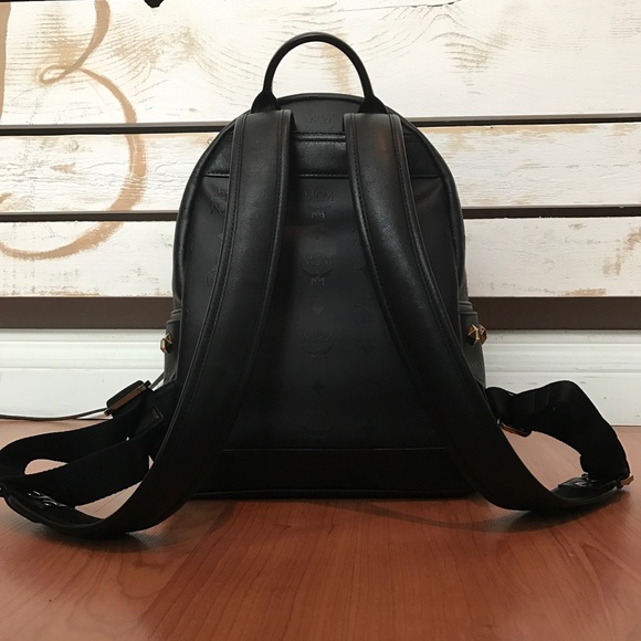 MCM Munchen Black Leather Studded Backpack main image 5