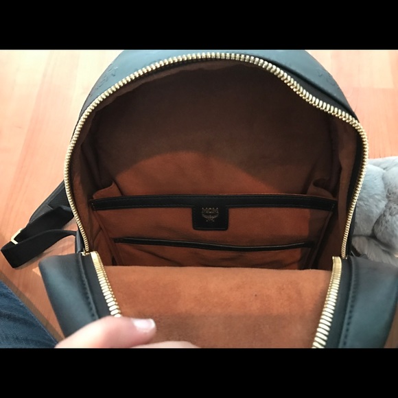 MCM Munchen Black Leather Studded Backpack
