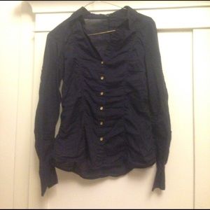 Ruffled dark blue Express shirt!