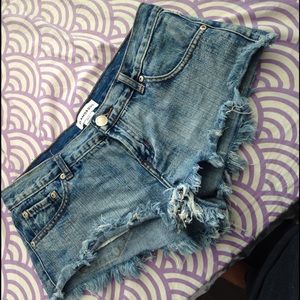 Distressed denim shorts bought at local boutique