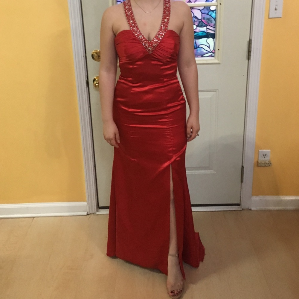 Flirt by Maggie Sottero prom dress long v neck