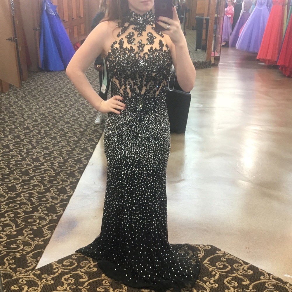 Black Open Back Prom Dress