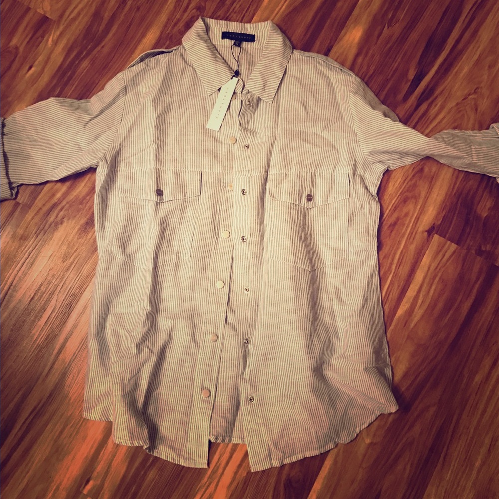 Sanctuary boyfriend shirt railroad striped NWT