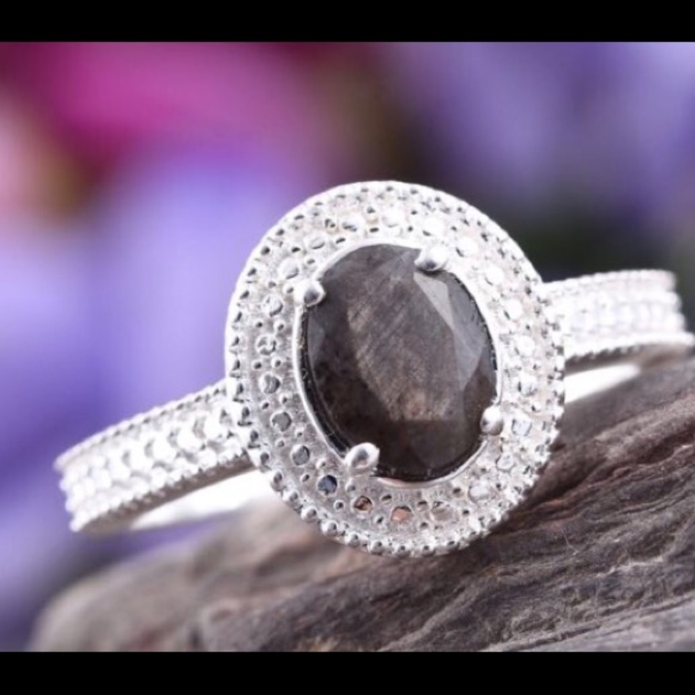 Natural silver Sapphire Ring 999