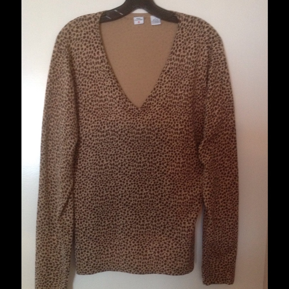 Brown and tan animal print, long sleeve top