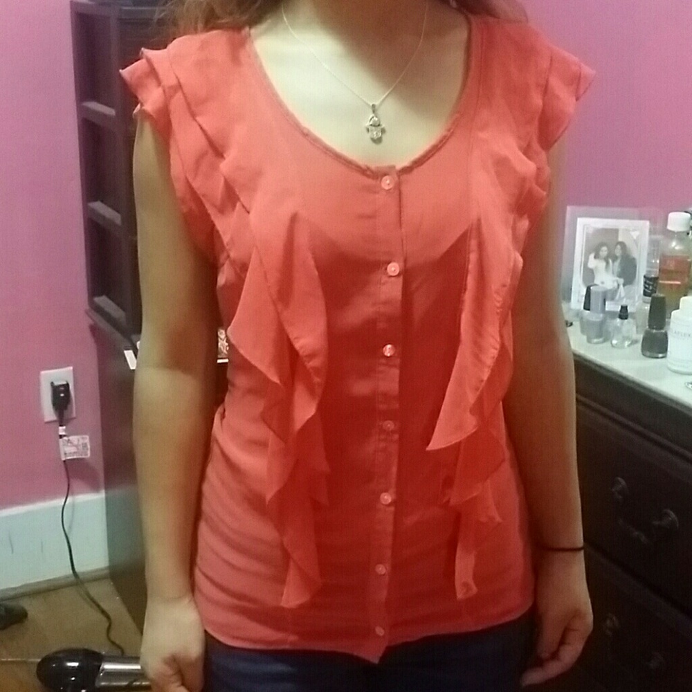 Coral chiffon shirt