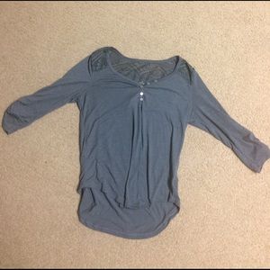 Gray tee shirt with lace back detail