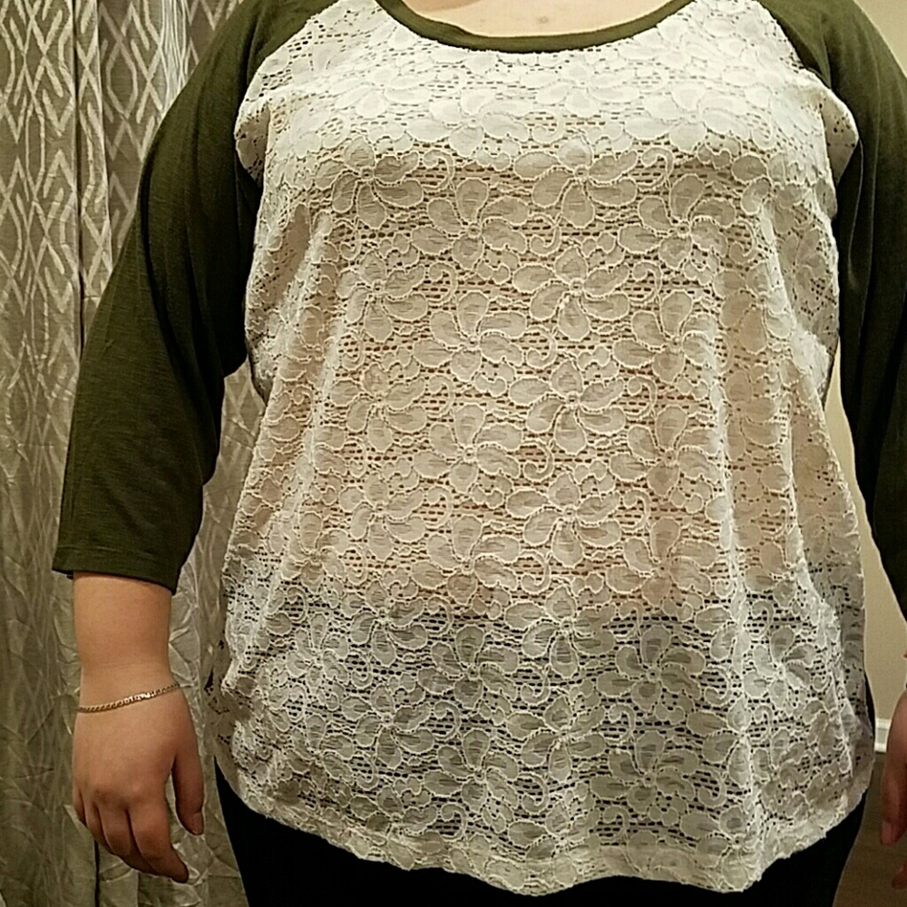 See through military green shirt