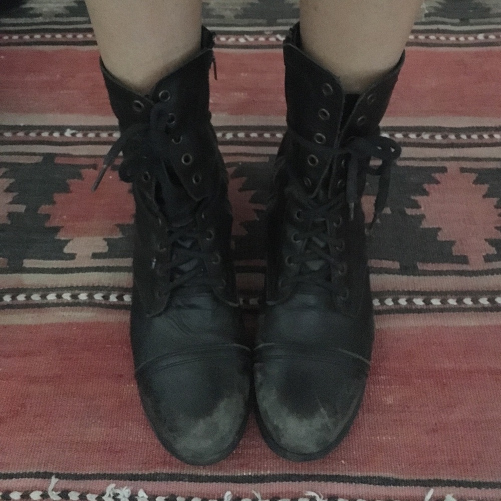 Vintage looking combat grunge boots