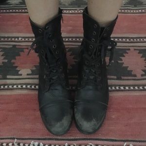 Vintage looking combat grunge boots