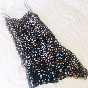 Free People Sequin Detail Navy Floral Dress