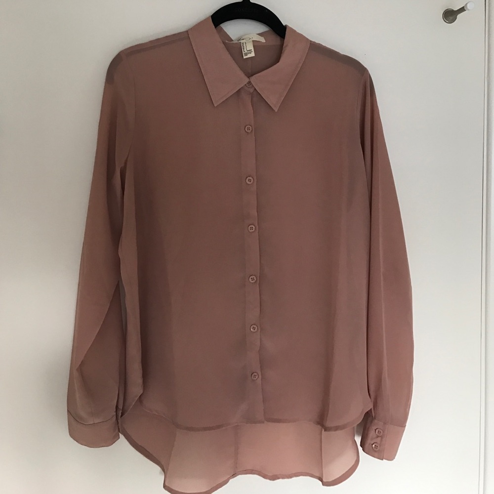 Nude High-Low Chiffon Blouse