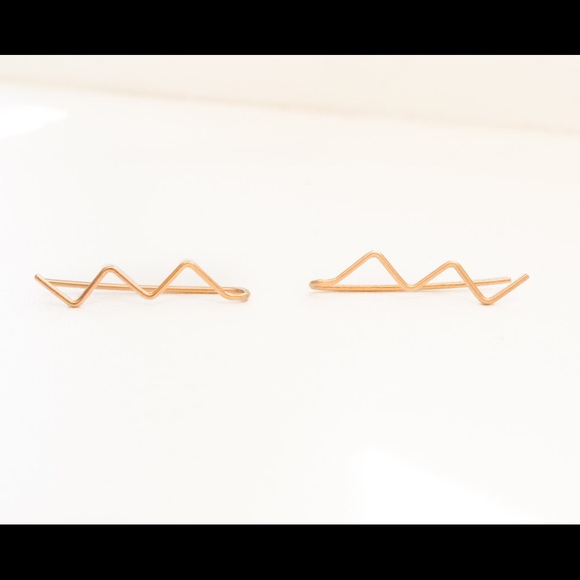 Chevron zig zag threader earrings Silver Gold Rose - Picture 4 of 6