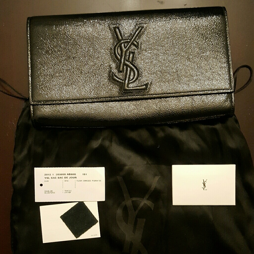 Authentic YSL Belle Du Jour clutch in patent black