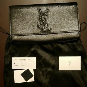 Authentic YSL Belle Du Jour clutch in patent black