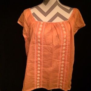 Orange with cream embroidered Blouse