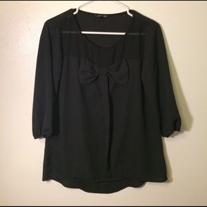 Black Blouse with Bow