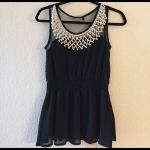 Herbench black pearl neck top
