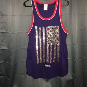 PINK Sequin American flag tank top