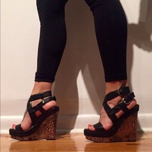 Beautiful Black and gold wedges worn 2x