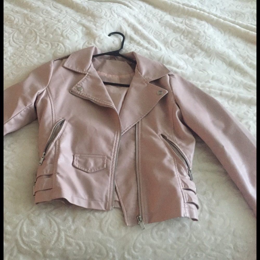 Pale pink leather jacket
