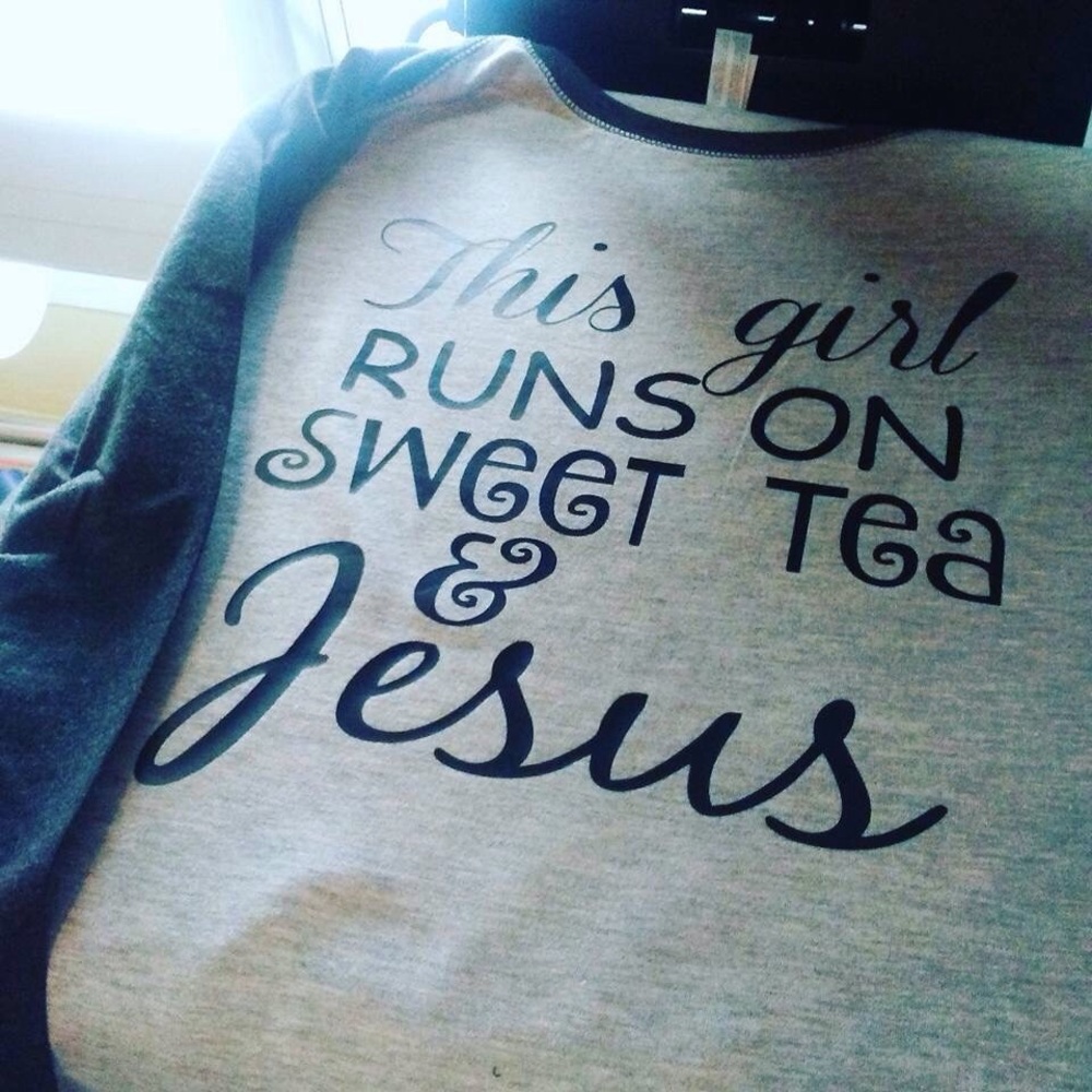 New! Sweet tea, Jesus raglan