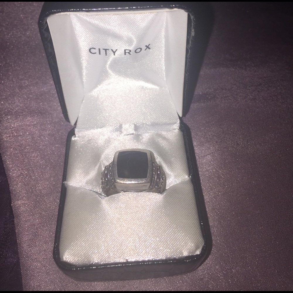 Sterling Silver and Onyx Cocktail Ring