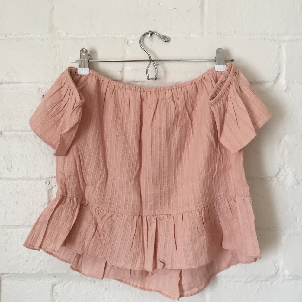 NWT Blush Linen Off the Shoulder Top
