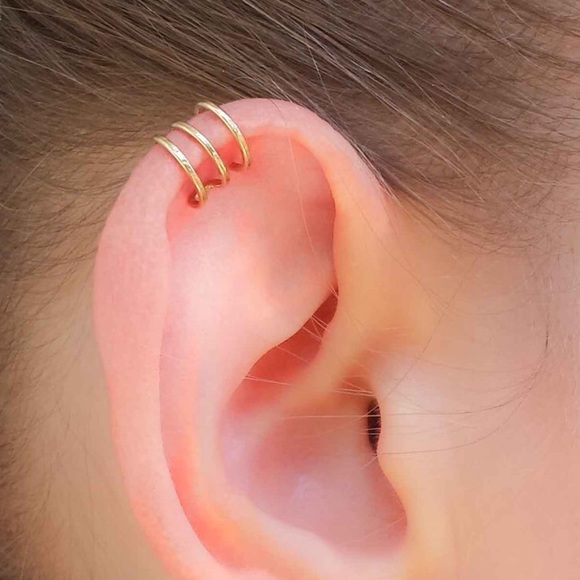 14k/925 Triple Hoop ear cuff - Picture 4 of 8