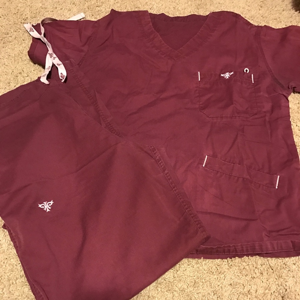 Med couture burgundy scrubs