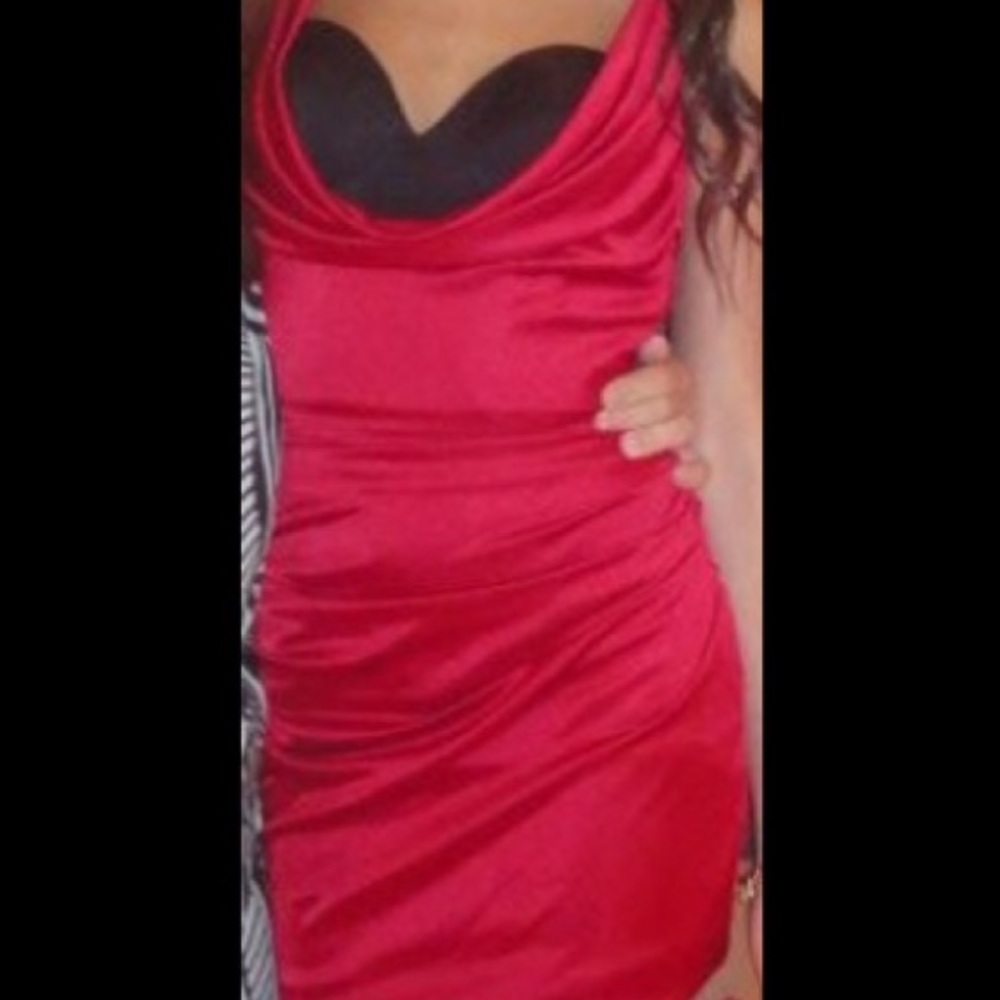 Bcbg max Azria red satin and black corset dress