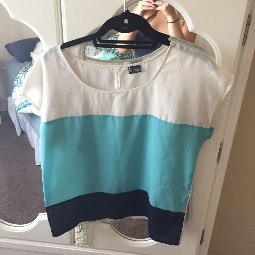Color block short sleeve top Sparkle & fade M